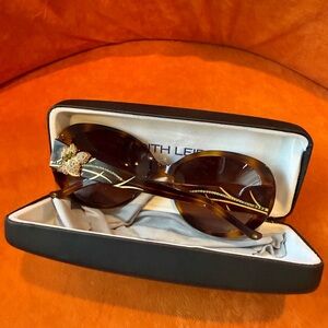 Judith Leiber Tortoise Shell Sunglasses with Gold Accents